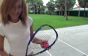 Roxy Love gives bj after playing tennis