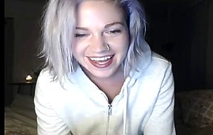 Busty blonde slut wife teasing on webcam