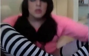 Cam cd jerks off her long prick