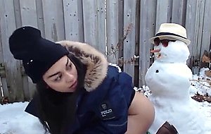 Sweetpee fucks a snowman