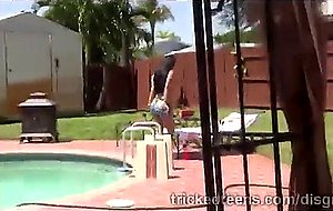 Hot ass teen gets drunk and fucked by a lucky pool guy