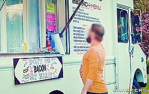 Alex blake rides thick intense dong in her food truck