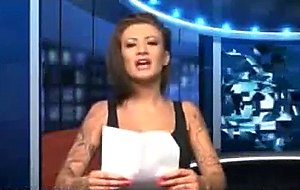 News anchor louise jensen is distracted at work by a huge cock