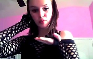 Teen in fishnet dancing