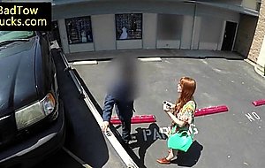 Ginger amateur facefucked to pay tow fine