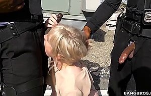 Kiki parker deepthroats two black cops on the rooftop