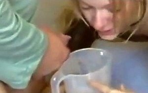 Daddy cums down kimmy's throat