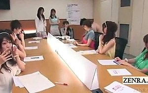 Subtitled japanese cougars group office cfnm foot play