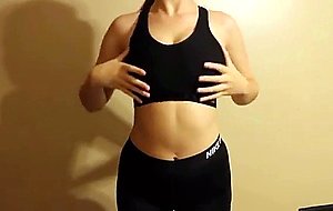Busty amateur stripping and playing with vibrator