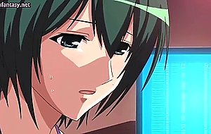 Anime slut gets jizz on her boobs