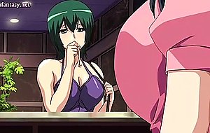 Anime slut gets jizz on her boobs