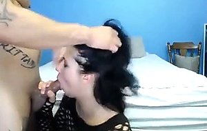 Rocker girl gets a brutal face fucking on webcam