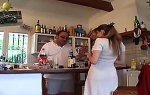 French Brunette And Old Man