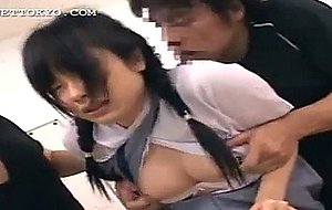 Asian schoolgirl swallowing a big load of fresh cum