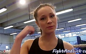 Euro lesbos fingering and licking in catfight