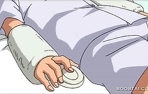 Busty hentai nurse sucks and rides cock in anime video