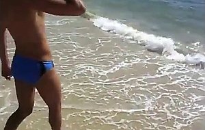 Men in tight spandex lycra jeans and speedos