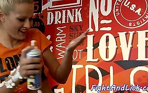 Messy lesbians sixtynining after a catfight