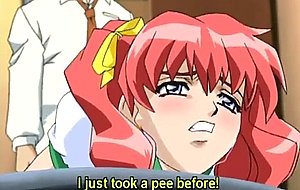 Bigboobs anime coed poking from behind in the toilet