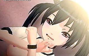 D anime sex slave gets dripping cunt finger fucked