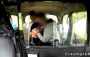 Fake taxi driver gives anal creampie to brunette