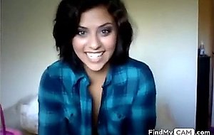 Hot brunette babe on webcam stripteasing and seduc
