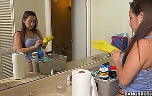Evie olson cleaning the bathroom with her butt nude