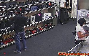 Facialed pawnshop milf fingered on desk porno videos