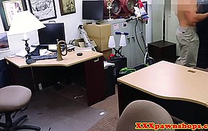 Facialed pawnshop milf fingered on desk porno videos