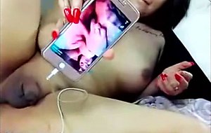 Shemale jerking off dick on webcam