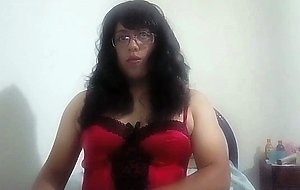 Transvestite michelle in red lingerie