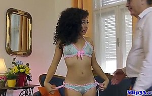 Petite teen loves taste of old mans jizz