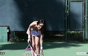 Naked girl playing tennis and getting fucked intense on the tennis court – nude girls