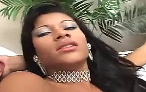 Gorgeous brunette babe gets ass splitted