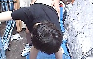 Shemale gets pleasure with male slut