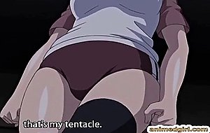 Japanese anime tentacles squeezed and intense fucked