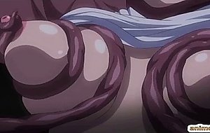 Japanese anime tentacles squeezed and intense fucked