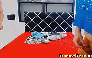 Horny tranny enjoy sucking boyfriend cock