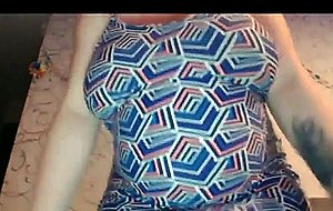 Pregnant woman plays with huge tits