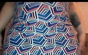 Pregnant woman plays with huge tits