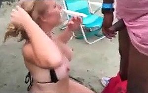 Wife dogging for black cock on beach