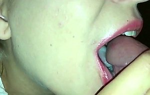 Swallowing a creamy load of cum