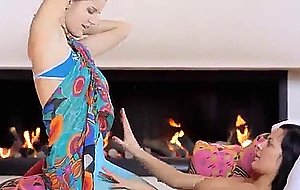 Busty girl2girl playing with strapon