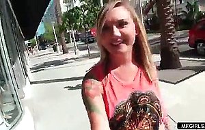 Horny blonde spreads her asshole for a stranger outdoor