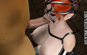Masked 3d hentai bitch gets facialized