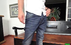 Busty tgirl doggystyle drilled after blowjob