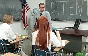 Two dirty schoolgirls get their ass holes fucked intense by their teacher – nude girls