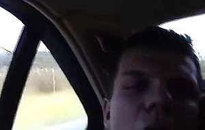 Friends fuck in the moving car