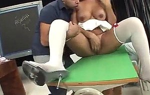 Busty brunette fucks with guy