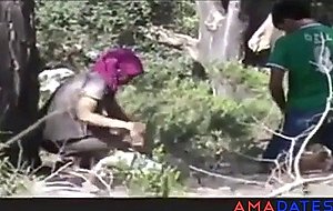 Arab couple caught in garden  